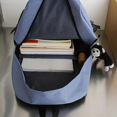 Colorblock Bag Set: Preppy Backpack, Shoulder Bag, Crossbody Bag & Pencil Box