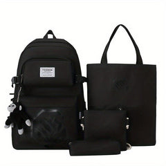 Colorblock Bag Set: Preppy Backpack, Shoulder Bag, Crossbody Bag & Pencil Box