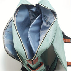 Canvas Flap Backpack School Bag Travel Bag USB Charging Port