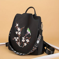Floral Embroidery Backpack Women's Anti-Theft Shoulder Bag