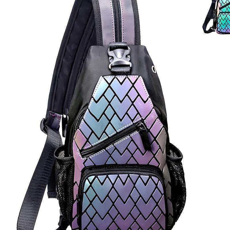 Geometric Luminous Backpack Holographic Chest Bag