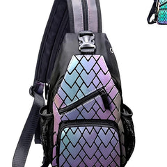 Geometric Luminous Backpack Holographic Chest Bag