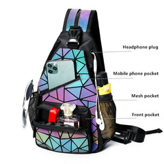 Geometric Luminous Backpack Holographic Chest Bag