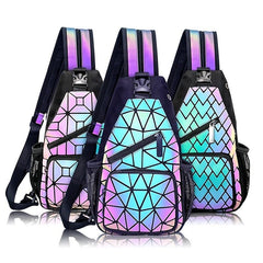 Geometric Luminous Backpack Holographic Chest Bag