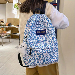 Leopard Pattern Backpack Preppy Stylish Rucksack Women's Daypack