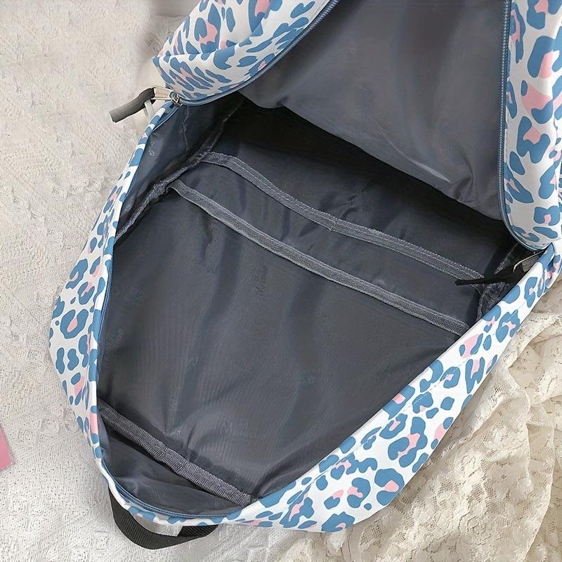 Leopard Pattern Backpack Preppy Stylish Rucksack Women's Daypack