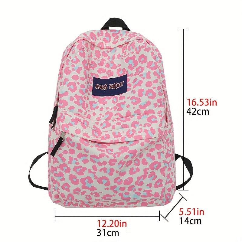 Leopard Pattern Backpack Preppy Stylish Rucksack Women's Daypack