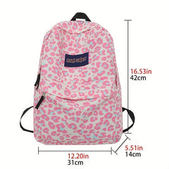 Leopard Pattern Backpack Preppy Stylish Rucksack Women's Daypack