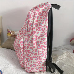 Leopard Pattern Backpack Preppy Stylish Rucksack Women's Daypack