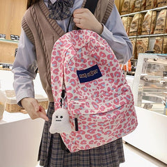 Leopard Pattern Backpack Preppy Stylish Rucksack Women's Daypack