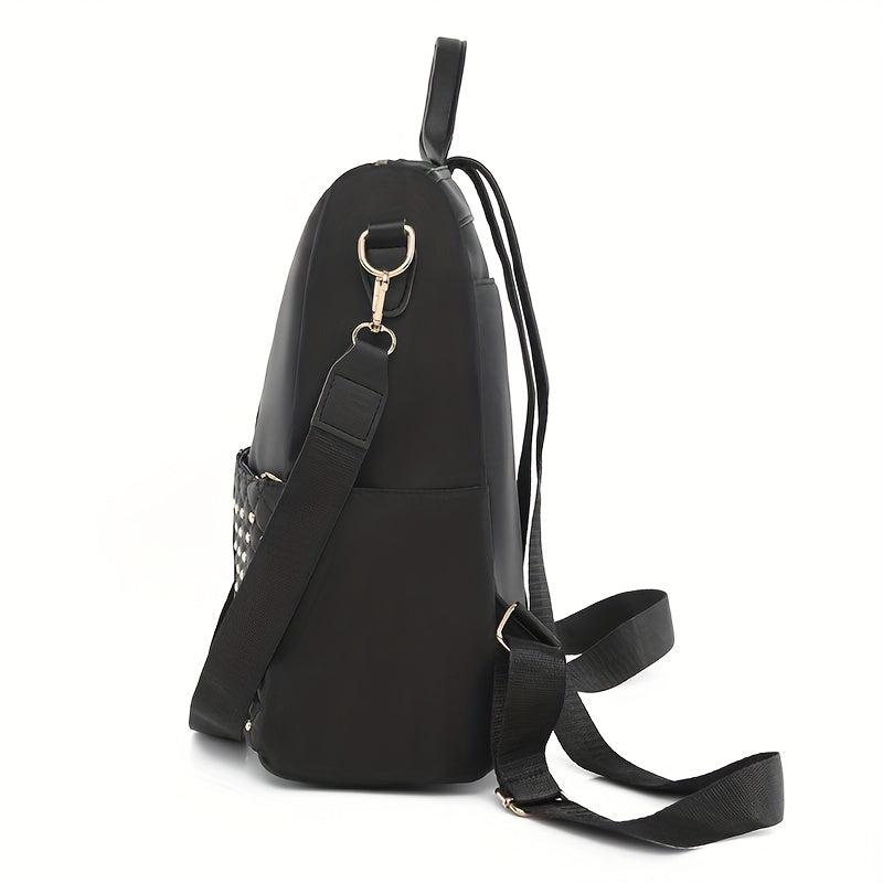 Casual Rivets Decor Backpack Solid Classic Storage Travel Bag