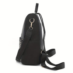 Casual Rivets Decor Backpack Solid Classic Storage Travel Bag