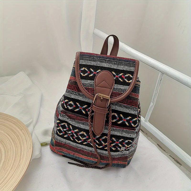 Vintage Ethnic Pattern Backpack Classic Travel Storage Daypack Women's