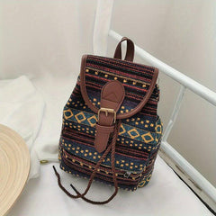 Vintage Ethnic Pattern Backpack Classic Travel Storage Daypack Women's