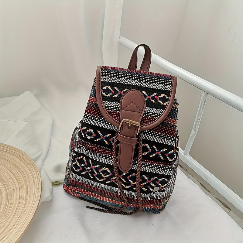 Vintage Ethnic Pattern Backpack Classic Travel Storage Daypack Women's