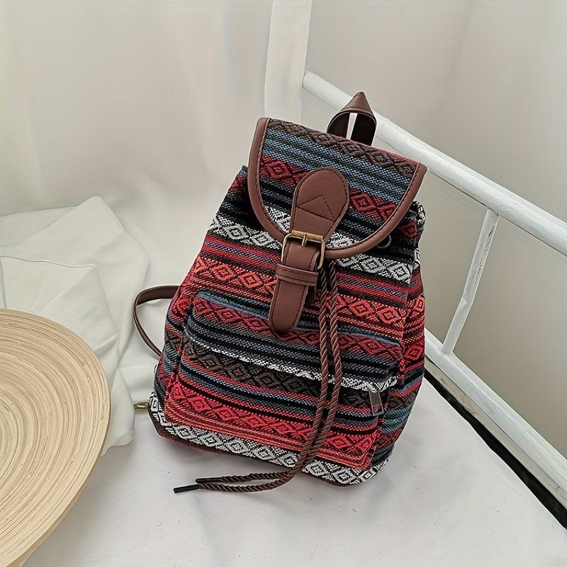 Vintage Ethnic Pattern Backpack Classic Travel Storage Daypack Women's