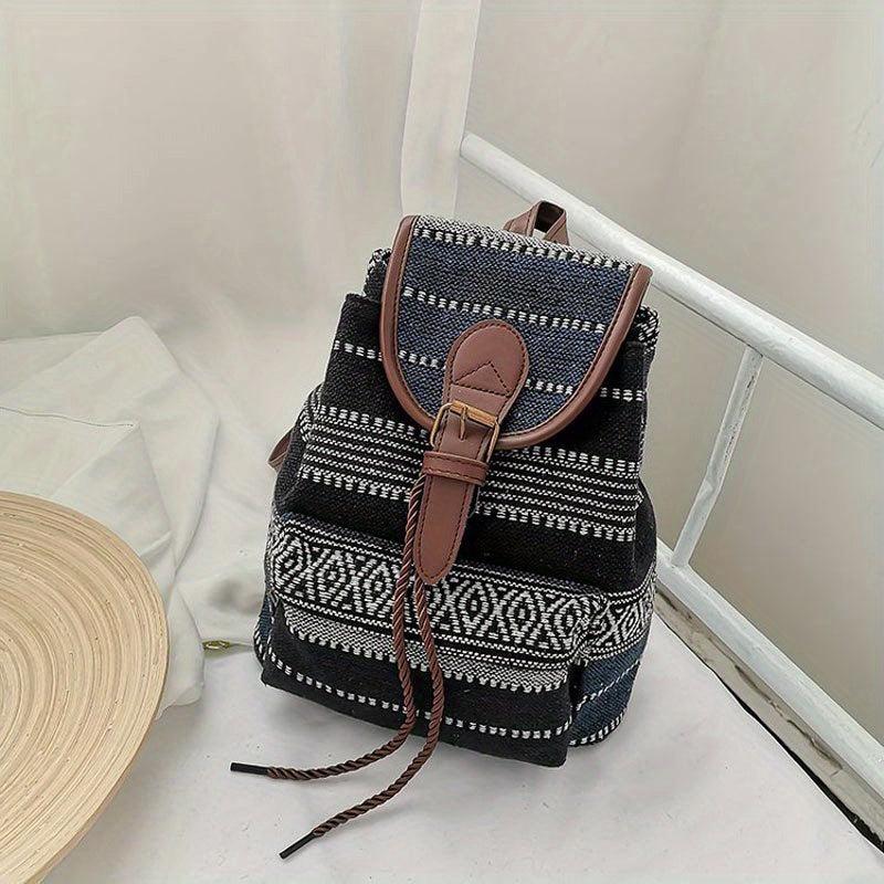 Vintage Ethnic Pattern Backpack Classic Travel Storage Daypack Women's