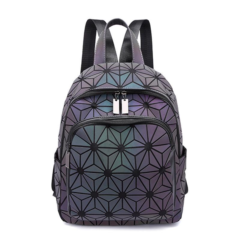 Reflective Backpack Women's Holographic Geometric Bag