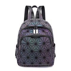 Reflective Backpack Women's Holographic Geometric Bag