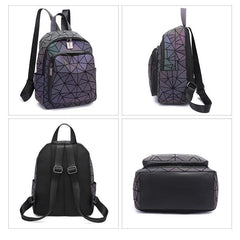 Reflective Backpack Women's Holographic Geometric Bag