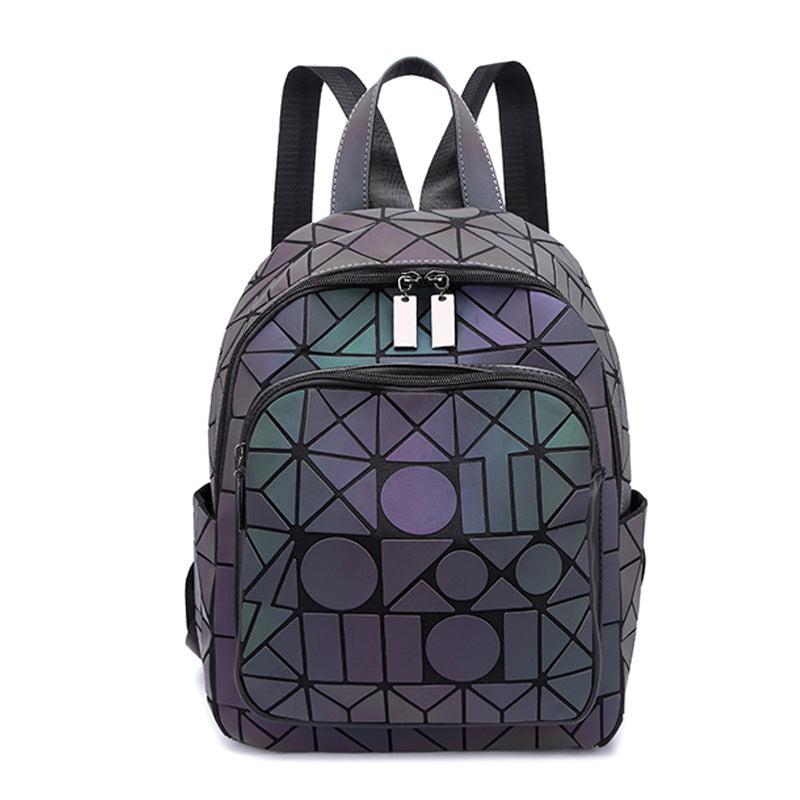 Reflective Backpack Women's Holographic Geometric Bag