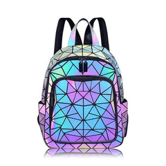 Reflective Backpack Women's Holographic Geometric Bag