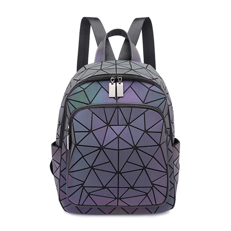 Reflective Backpack Women's Holographic Geometric Bag
