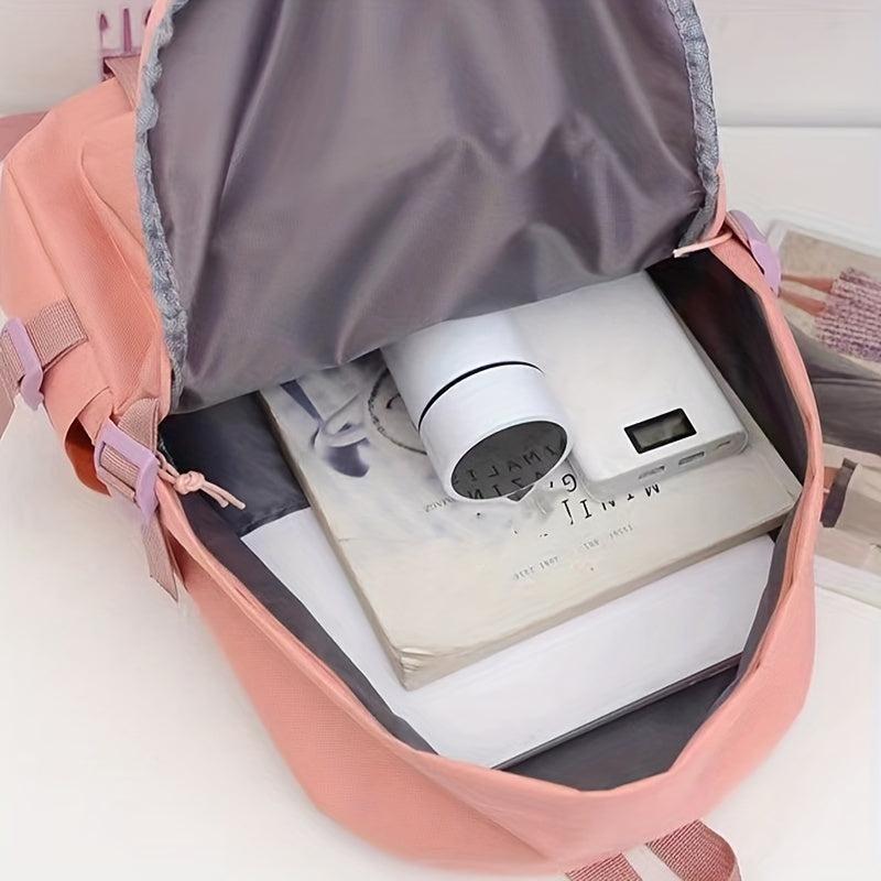 Nylon Flap Backpack Preppy Style School Bag Buckle Decor Travel Bookbag
