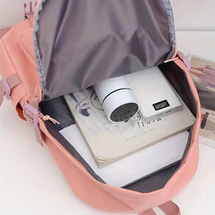 Nylon Flap Backpack Preppy Style School Bag Buckle Decor Travel Bookbag