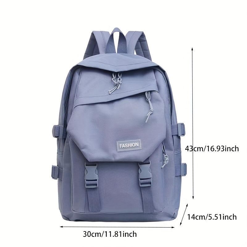 Nylon Flap Backpack Preppy Style School Bag Buckle Decor Travel Bookbag