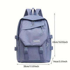 Nylon Flap Backpack Preppy Style School Bag Buckle Decor Travel Bookbag