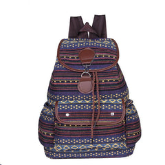Boho Striped Drawstring Backpack for Travel - Lightweight Casual Bag
