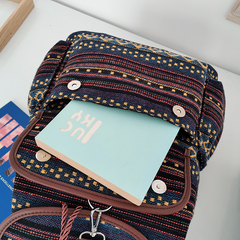 Boho Striped Drawstring Backpack for Travel - Lightweight Casual Bag