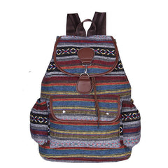 Boho Striped Drawstring Backpack for Travel - Lightweight Casual Bag