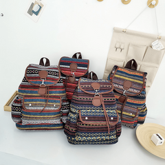 Boho Striped Drawstring Backpack for Travel - Lightweight Casual Bag