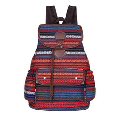 Boho Striped Drawstring Backpack for Travel - Lightweight Casual Bag