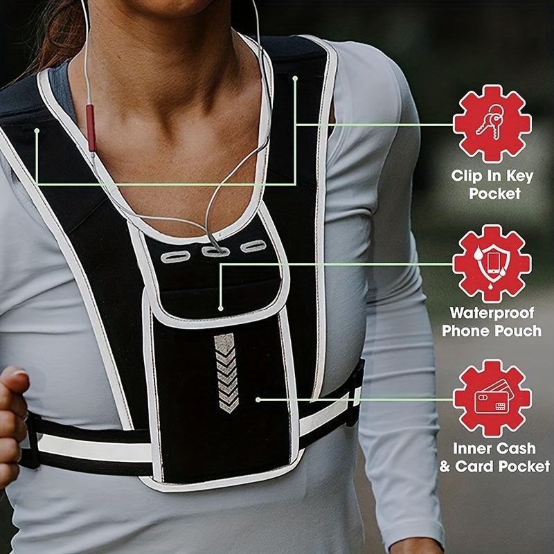 Reflective Vest with Pocket and Phone Holder for Night Running Cycling