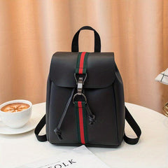 Retro Print Backpack Casual PU Leather School Bag Women's Versatile