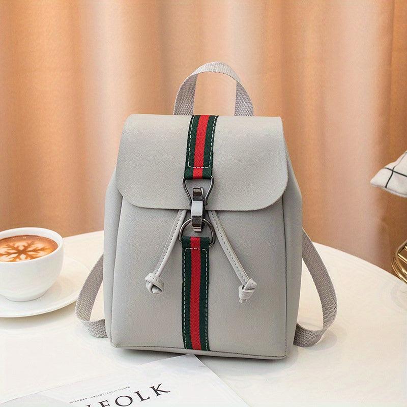 Retro Print Backpack Casual PU Leather School Bag Women's Versatile