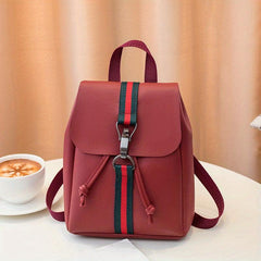 Retro Print Backpack Casual PU Leather School Bag Women's Versatile