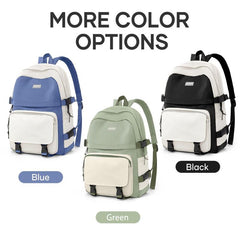Casual Colorblock Zipper Backpack Minimalist School Bag