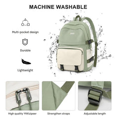 Casual Colorblock Zipper Backpack Minimalist School Bag
