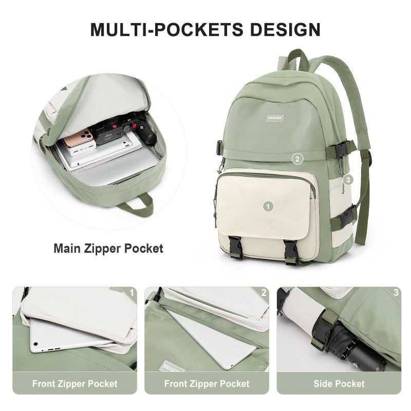Casual Colorblock Zipper Backpack Minimalist School Bag