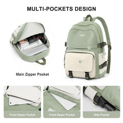 Casual Colorblock Zipper Backpack Minimalist School Bag
