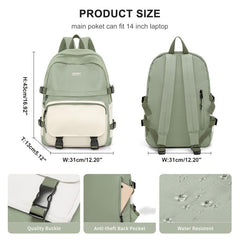 Casual Colorblock Zipper Backpack Minimalist School Bag