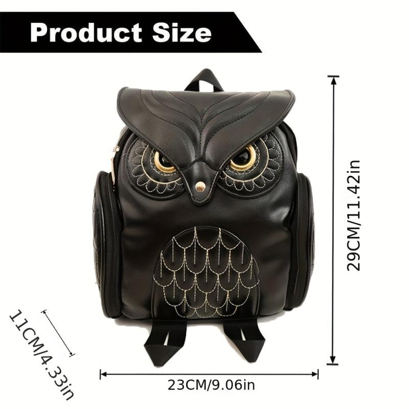 Owl Pattern Backpack Zipper Stylish Travel Rucksack Bag