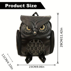 Owl Pattern Backpack Zipper Stylish Travel Rucksack Bag