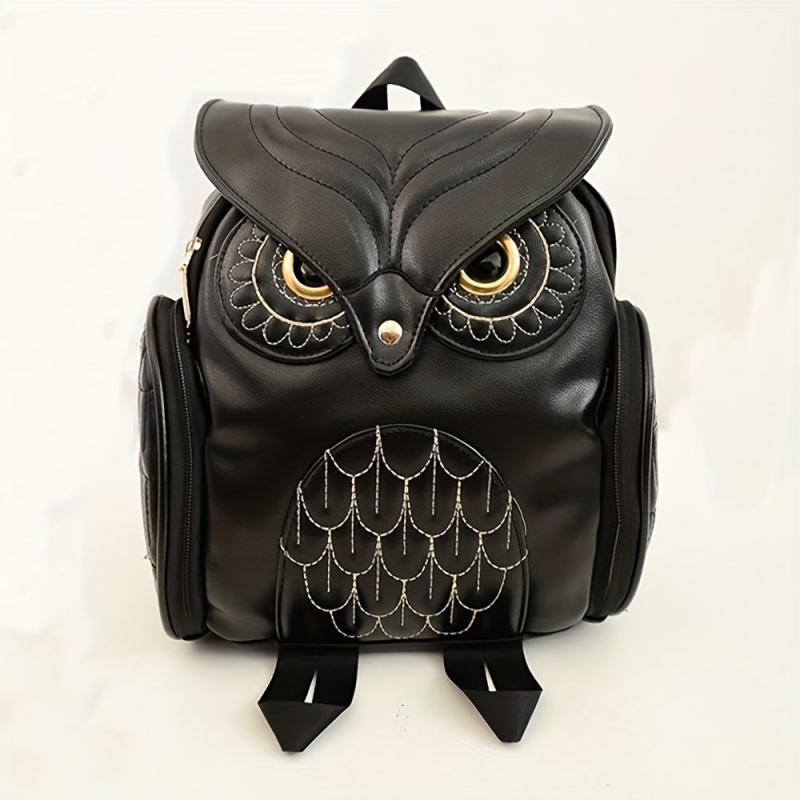 Owl Pattern Backpack Zipper Stylish Travel Rucksack Bag