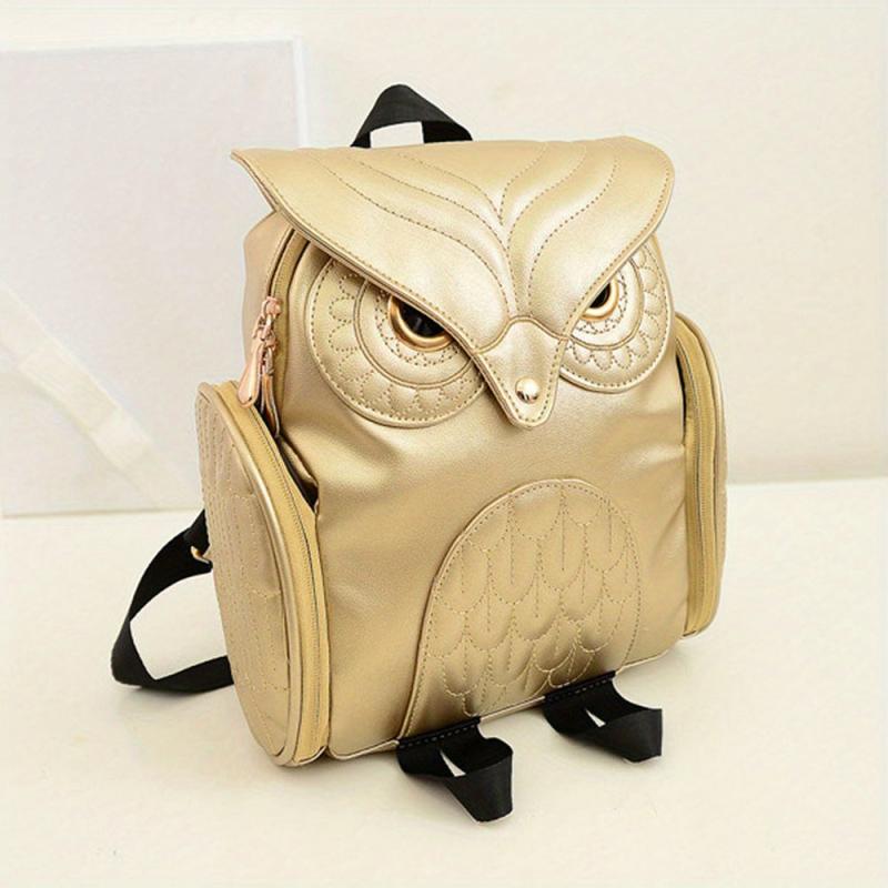Owl Pattern Backpack Zipper Stylish Travel Rucksack Bag