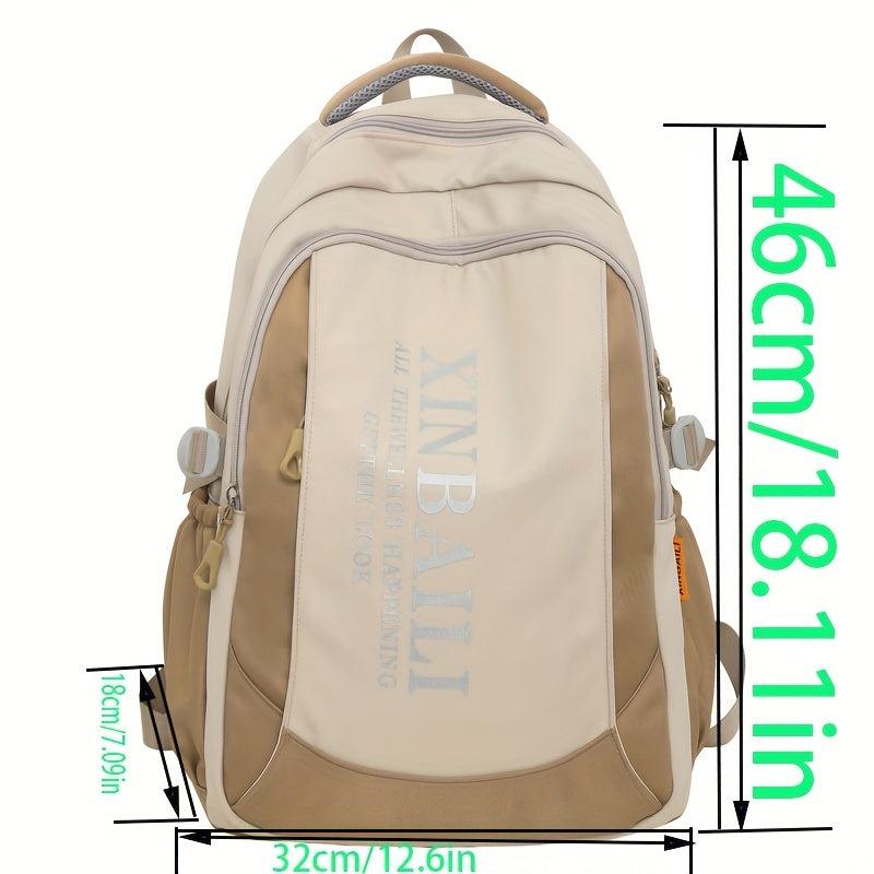 Large Capacity Preppy Backpack Heavy Duty Daypack Casual Travel Knapsack